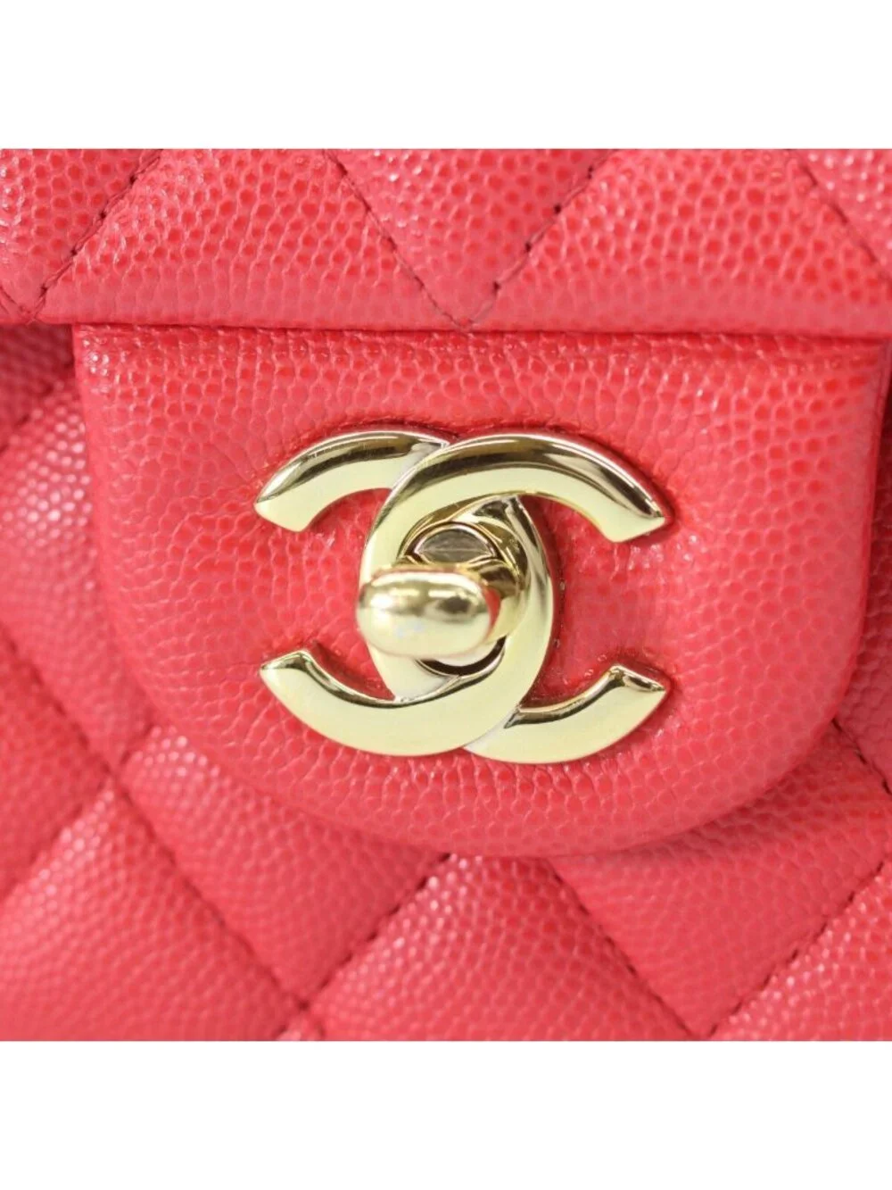 Chanel Red Caviar Gold Quilted 23 Shoulder Bag